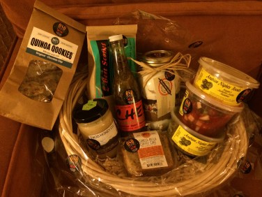 Amazing basket of Oso Good food given to us by Pati and Terri