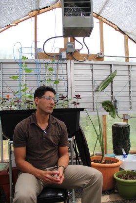 Keith Glidewell, coordinator for the Bishop Paiute Elders Community Garden and aquaponics project. Photo by Angelo Baca