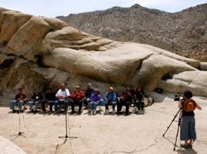 The Cultural Conservancy recording Paiute Salt Trail songs. Photo courtesy of TCC