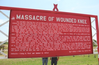 Sign at the Wounded Knee Massacre site (note that 