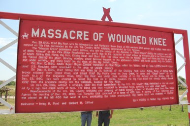 Sign at the Wounded Knee Massacre site (note that