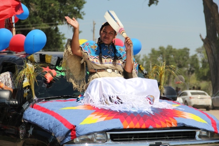 Contestant for Miss Oglala Nation in the parade. Photo by Angelo Baca