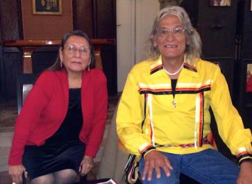 Loretta Afraid Of Bear and Tom Cook. After 40 years on the Pine Ridge frontier, Tom and Loretta have relocated to Cook Road at Akwesasne, but continue their Pine Ridge involvements even from 2,000 miles away. Photo courtesy of Indian Country Today