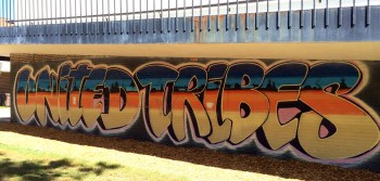 Mural in front of the Little Earth of United Tribes office. Photo by Elizabeth Hoover