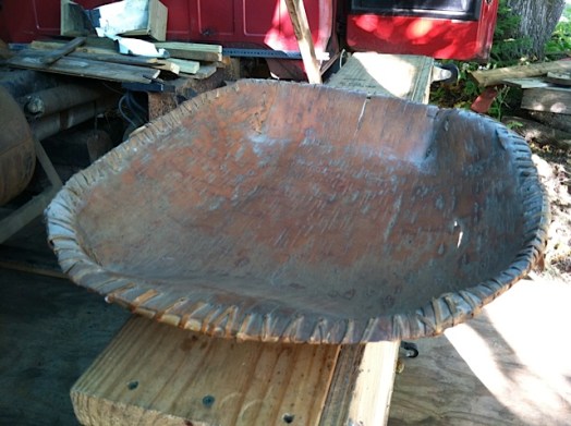 Birch bark basket used to winnow the chaff from the rice. Photo courtesy of Dan Cornelius