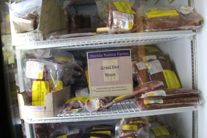 Buffalo for sale at the Oneida Market. Photo by Angelo Baca