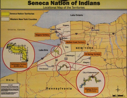 Seneca Nation territories (photo of a map posted on the wall in the William Seneca building)