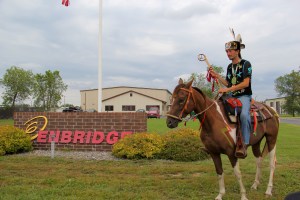 Michael Dahl outside of the Enbridge offices in Bemidji. Photo by Elizabeth Hoover