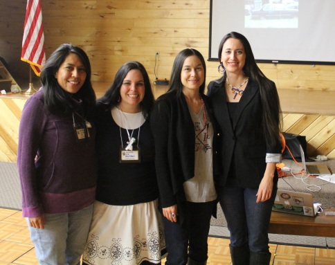 Some of my dear friends who stuck around after my presentation. From L-R; Joslynn Lee (Navajo) who is a postdoctoral researcher at the University of MN Duluth Medical School; Liz Charlebois (Abenaki) who is a nursing student and who also is working on a seed library for the Mt Kearsarge Indian Museum in NH, and Melissa Lewis (Cherokee) who is an Assistant Professor of Biobehavioral Health and Population Science, and who works with the Center of American Indian and Minority Health. Photo by Frank Sage