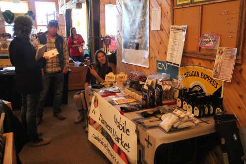 Also set up in the lobby were a number of vendors, some selling crafts or natural salves, and some selling indigenous food products. The Mobile Farmers Market is run through the Intertribal Agriculture Council. You can read more about their products, and the cross country trip that Dan Cornelius took with the market at http://nativefoodnetwork.com/.