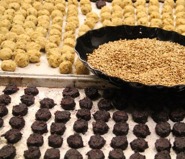 Corn cakes, buffalo/berry cakes, and seed mix. Photo by Elizabeth Hoover