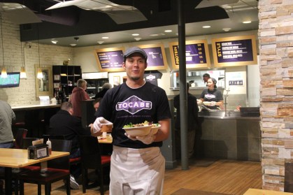 Ben Jacobs bringing us food at Tocabe (photo by Elizabeth Hoover)